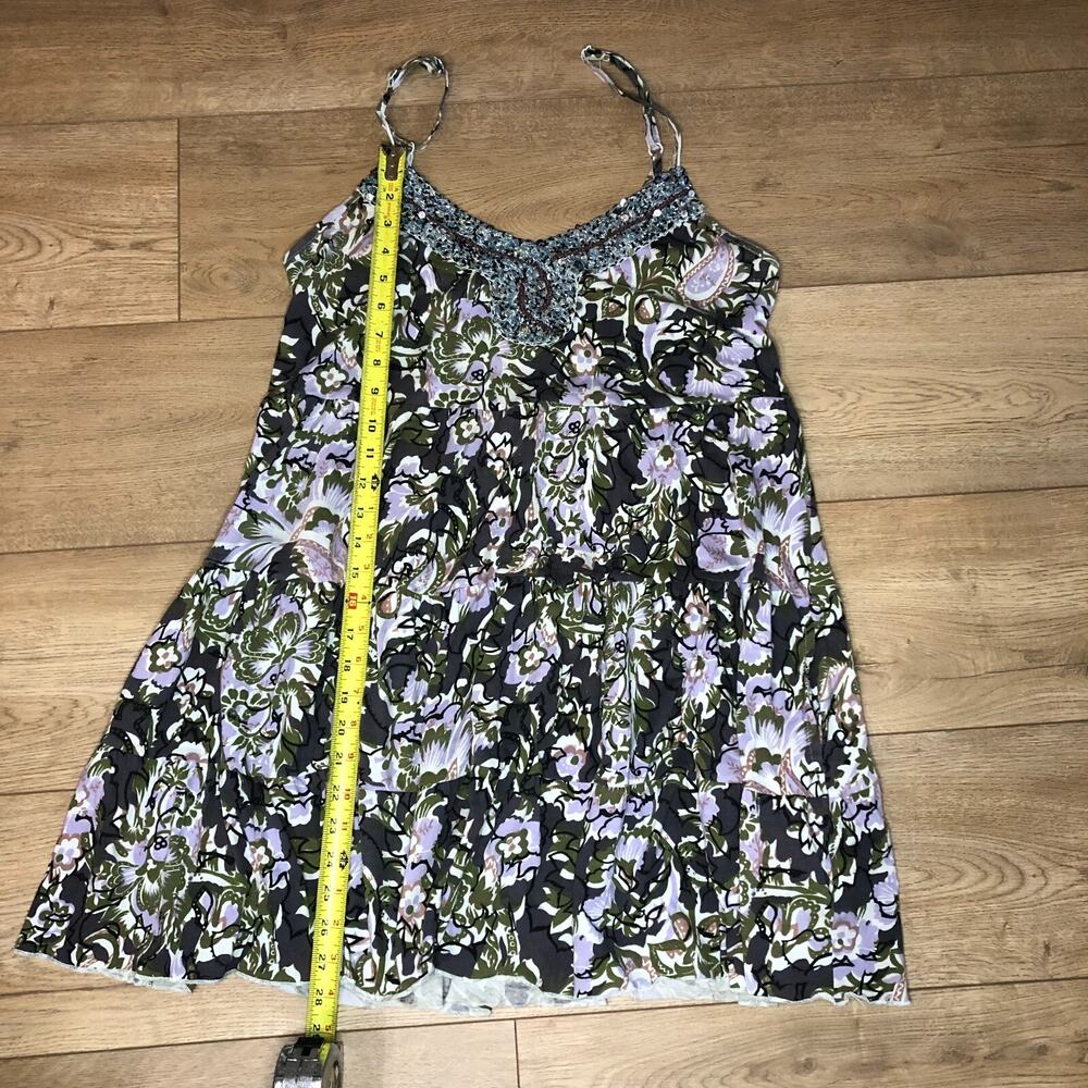 Free People Womens‎ Beaded Tank Top Floral Dress Y2K Fairycore Romantic Babydoll - Picture 9 of 14